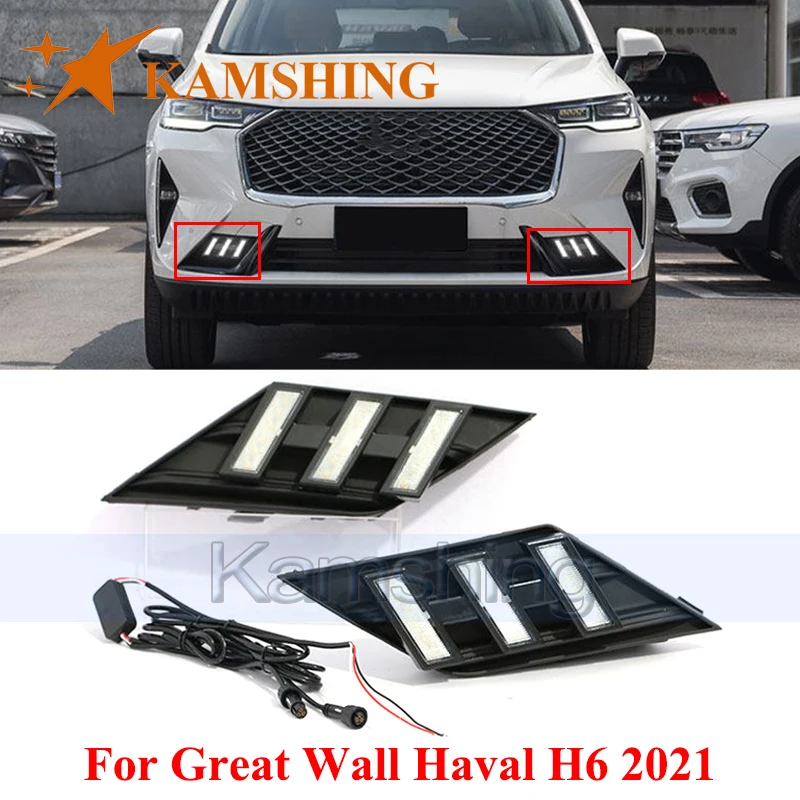 

CAPQX 1pair LED Daytime Running Light For Great Wall Haval H6 2021 DRL Day Light Front Foglamp Fog lamp Turn Signal Light