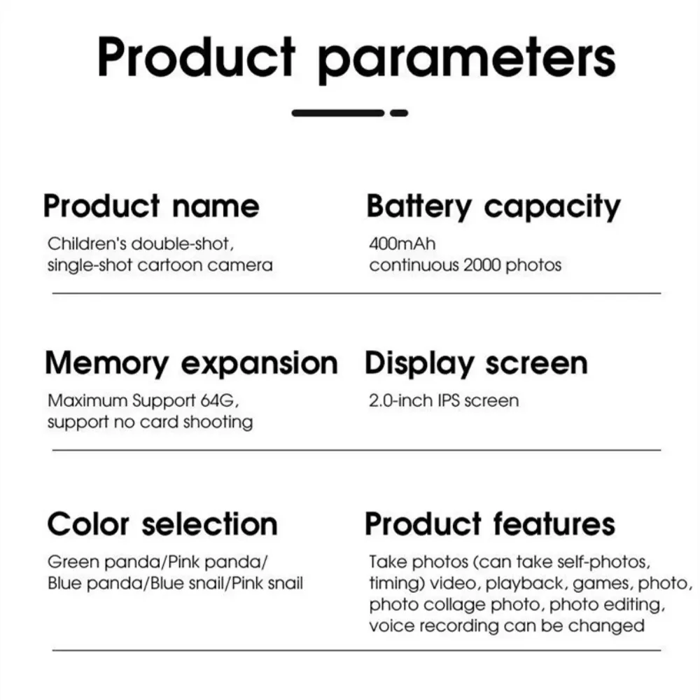 Jouets pour enfants caméra HD 2.0 pouces écran dessin animé perroquet étui 32GB carte vidéo Photo enfant anniversaire Festival cadeaux appareil photo numérique jouets