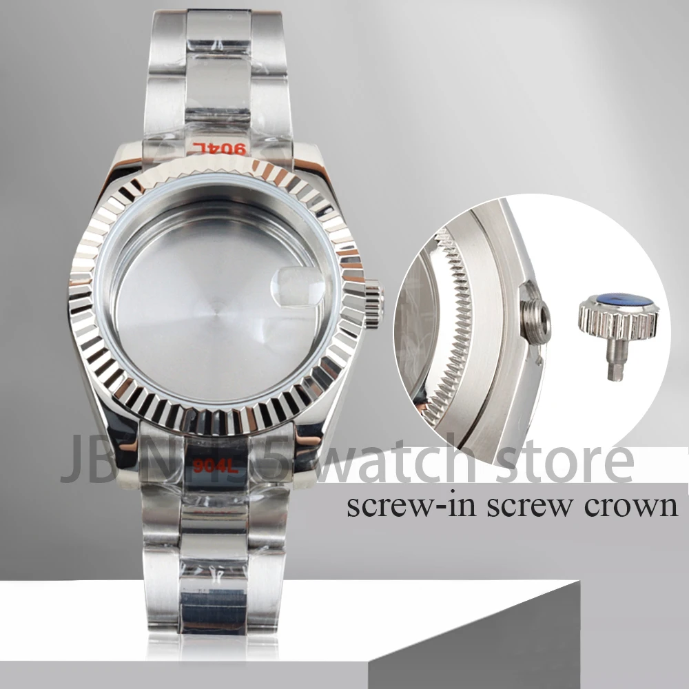 

36/39mm NH35 Watch Case Stainless steel With Sapphire Glass for 28.5mm Dial NH35 NH36 Waterproof Cases Oyster/Jubilee Bracelet