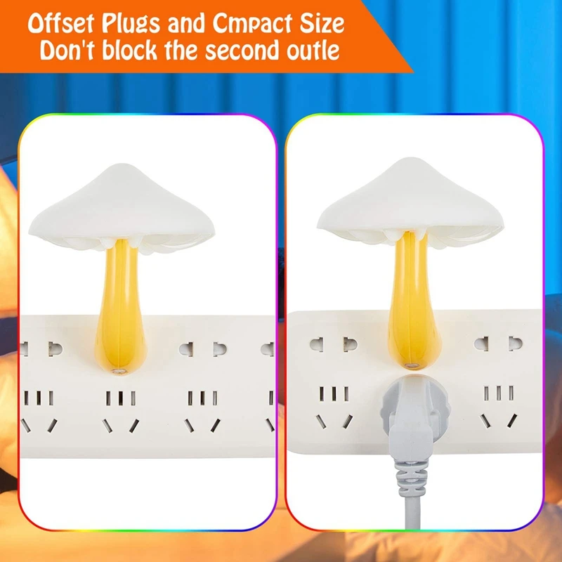 Mushroom Night Light Mini Cute Mushroom Night Lights Plug In Lamp 7Color For Kids Bedroom Night Light US Plug