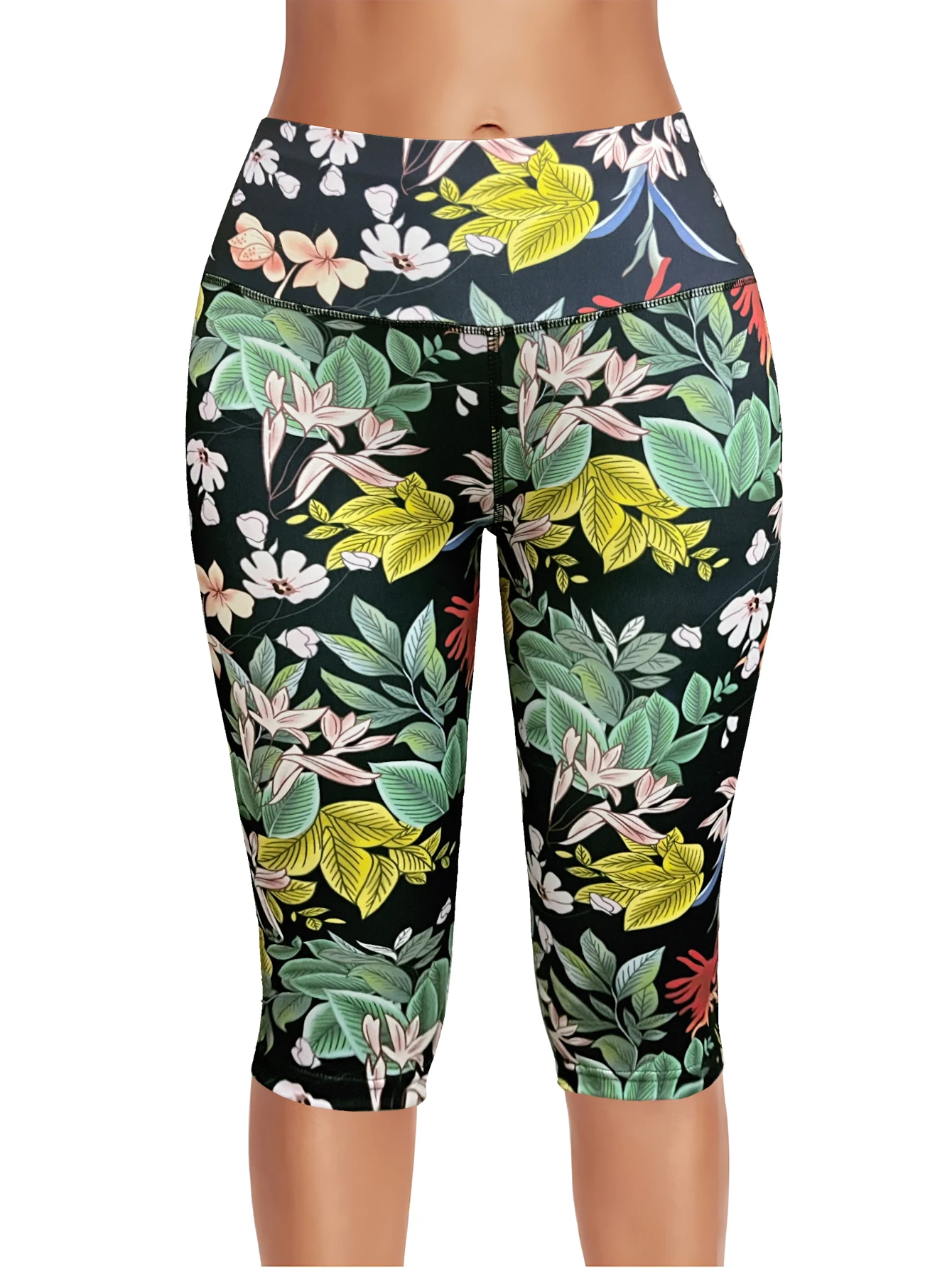 Floral Printing Yoga Base Pants Women\'s Fitness Running High Waist Hip Pants Running Sports Fitness Fast Dry Sports Pants