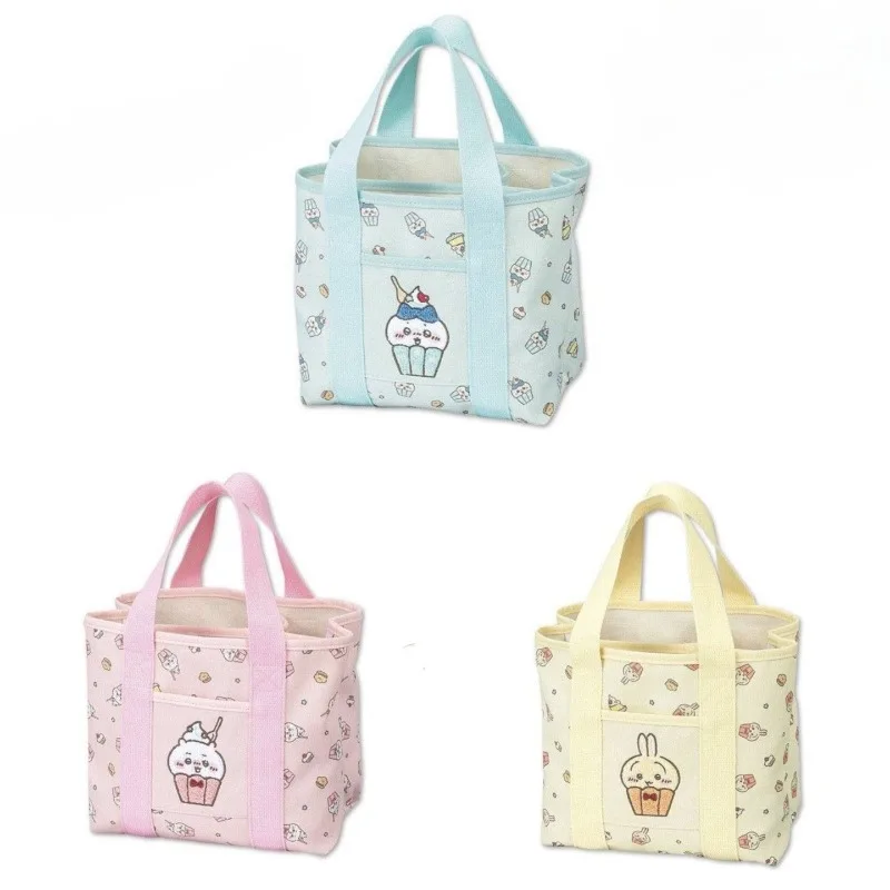 

Chiikawa Bento Bag Hachiware Cartoon Cute Character Canvas Open Partition Layer Tote Creative Lunch Box Bag Commuting Portable