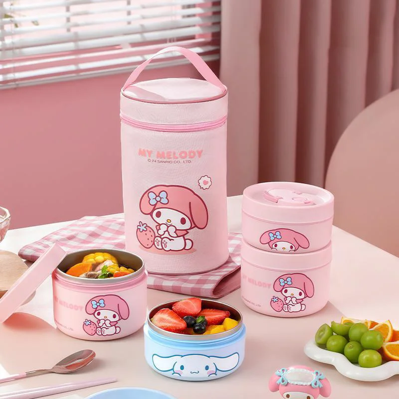 

Sanrio Cinnamoroll Insulated Lunch Box Kawaii Cartoon Multilayer Stainless Steel Microwave Heating Bento Lunch Box Toy Girl Gift