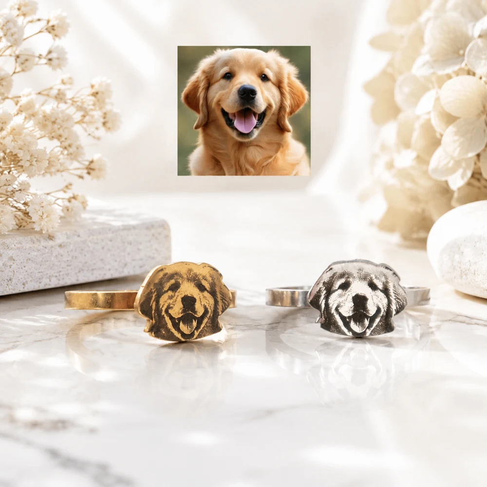 Personalisierter Haustierporträt-Ring aus Edelstahl für Männer und Frauen, personalisierter menschlicher Porträt-Ring, öffnbar, Geburtstagsgeschenk für die Familie