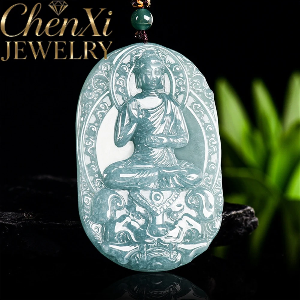 

High-end Natural AGrade Blue Water IceGrade Jadeite Pendant Zodiac Dog Guardian Spirit Buddha Zodiac Dog Fine Jewelry Amulet