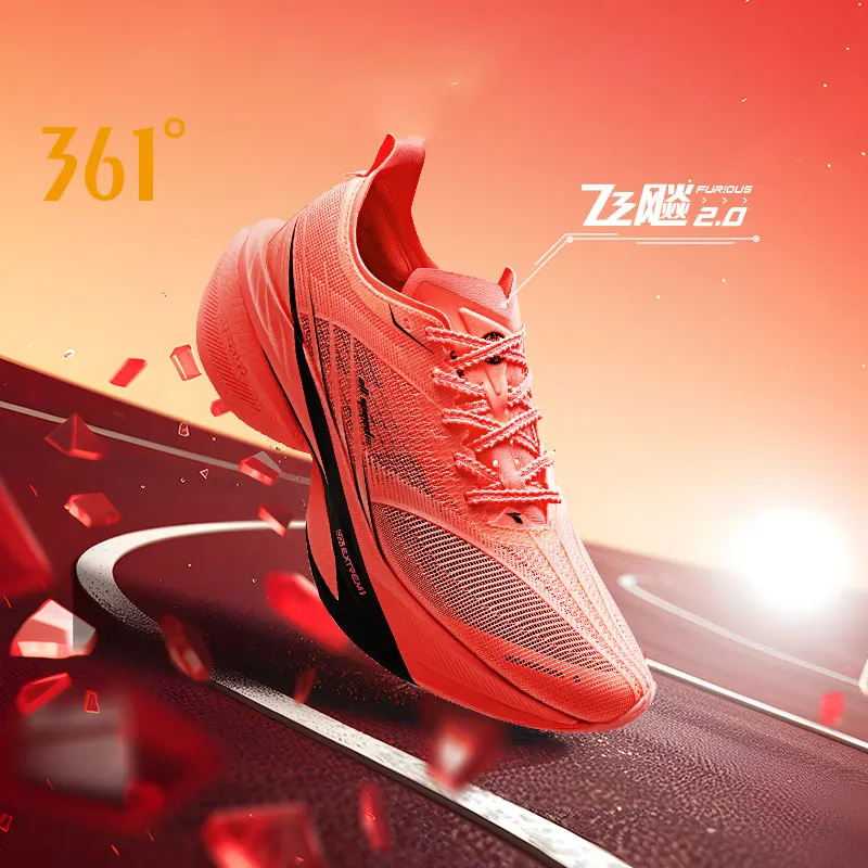 361 Degrees Furious 2.0 Heren Dames Hardloopsportschoenen Carbon Plate Racing Marathon Rebound Demping Mannelijke Sneakers 672432201