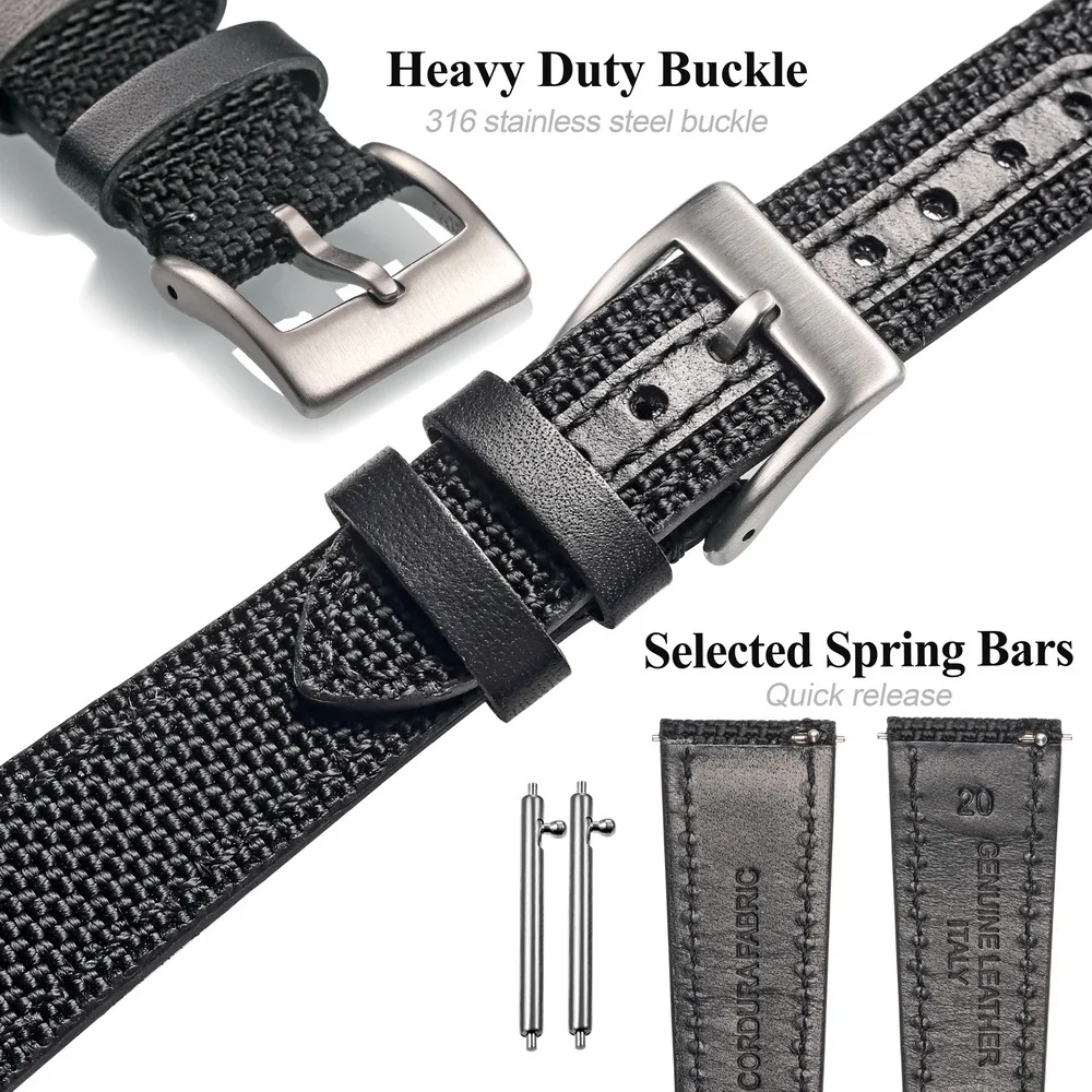 HEMSUT Ballistic Nylon Watch Band Quick Release Sport Movement Military Watch Strap For Man Women Replacement 20mm18mm22mm