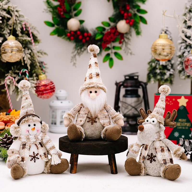 Christmas Sitting Figurine Home Decors Christmas Decoration European Sitting Character Soft Embroidered Detail Ornament