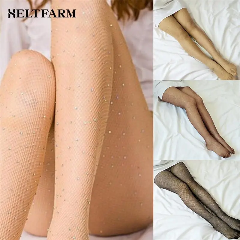 Collants en résille à strass pour femmes, 1 pièce, bas de fête, à la mode