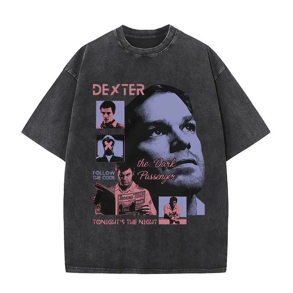 

Dexter Morgan Vintage Washed T-shirts Men's Women Clothing Casual Cotton Oversized Short Sleeve T Shirts Tops Gothic Streetwear