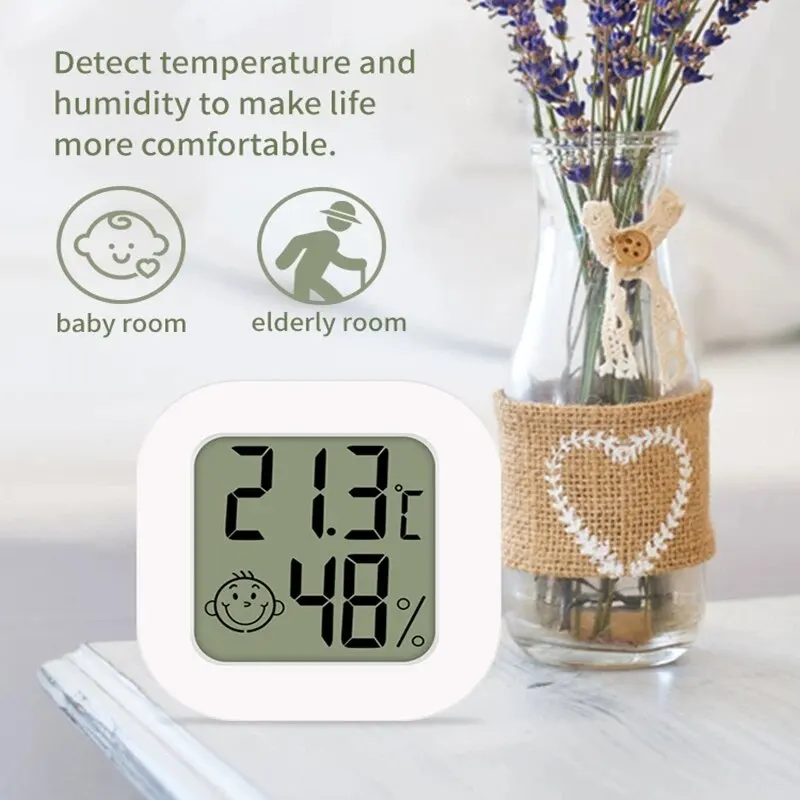 Multifunctional Temperature and Humidity Meter Indoor Household Use Large Screen Smiling Face Electronic Digital Hygrometer 1PC