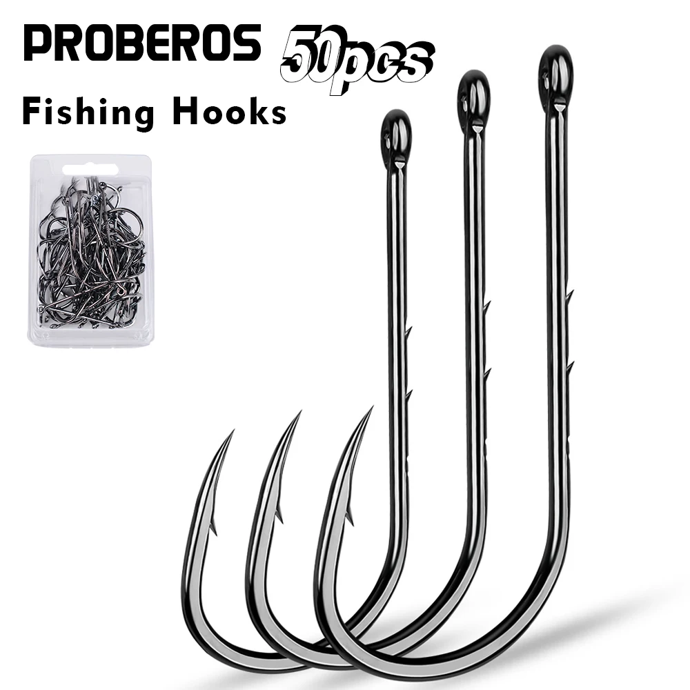 50pcs long handle barbed fishing hook can be used for sea fishing live bait fishing high carbon steel sharp hook fishing gear