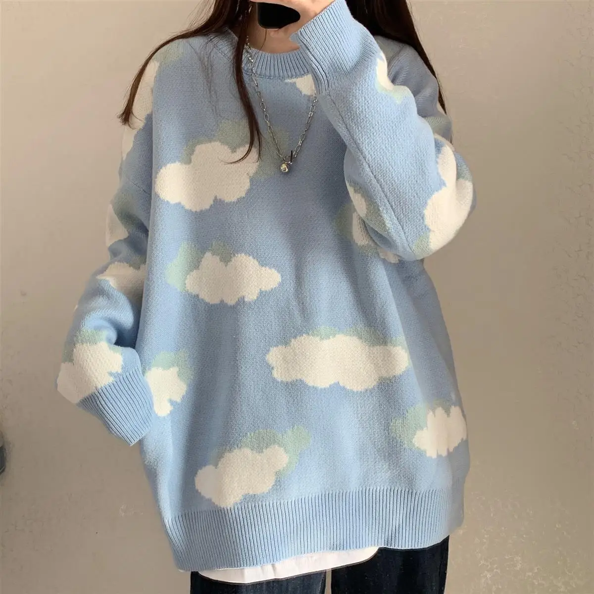 

Sweaters Women Harajuku Lovely Chic Preppy Simple Soft Loose Autumn Spring Teens Knitwear Casual Fashion Korean Girls Pullover