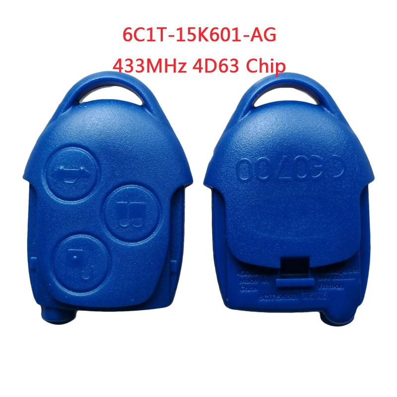 

TXK018038 PN 6C1T-15K601-AG For Ford Transit Blue Remote Car Key 3 Button 433MHz 4D63 83 Chip 6C1T15K601