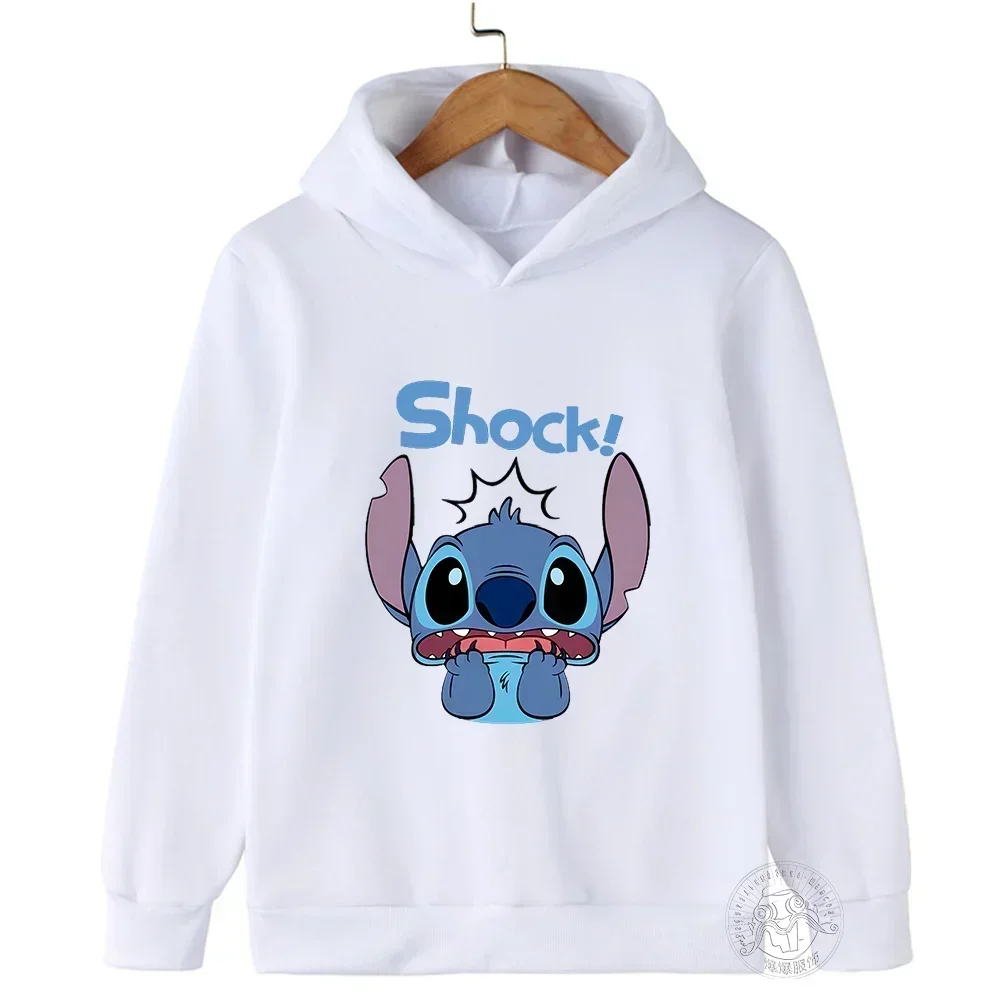 Divertente anni '90 natale Disney Lilo e Stitch bambini con cappuccio felpa con cappuccio Cartoon Baby Clothes Kid Girl Boy felpa Casual Pullover