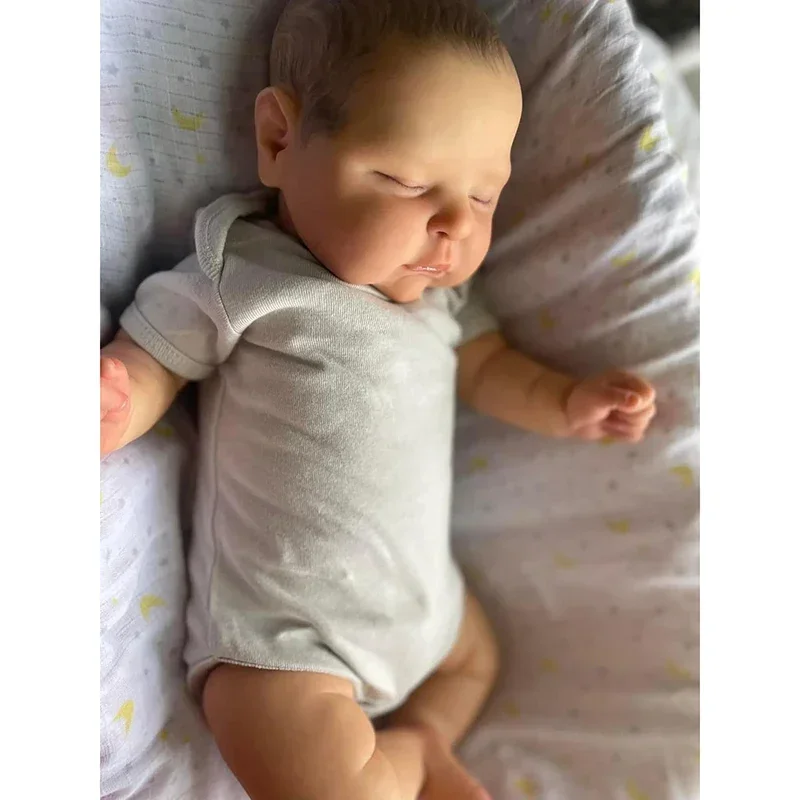 49CM Already Finished Reborn Sleeping Baby Peaches Multiple Layers Painting Skin with Detailed Veins Muñecas Reborn Baby Doll