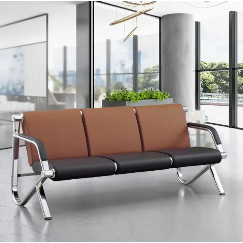 Wholesale Durable Easy Clean Customizable Metal Leather Seat Waiting Bench Chair for Public Reception Malls/Gym