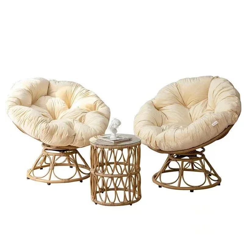 Recliner Scandinavian Style Papasan Chair Nordic Garden Casual Chair Woven Rattan Lazy Sofa Outdoor Leisure Chair