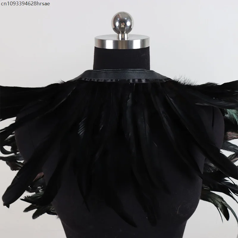 Mannen Punk Goth Feather Vest Cosplay Nachtclub Stage Performance Kostuum Dans Carnaval Party Vest Feather Outfit