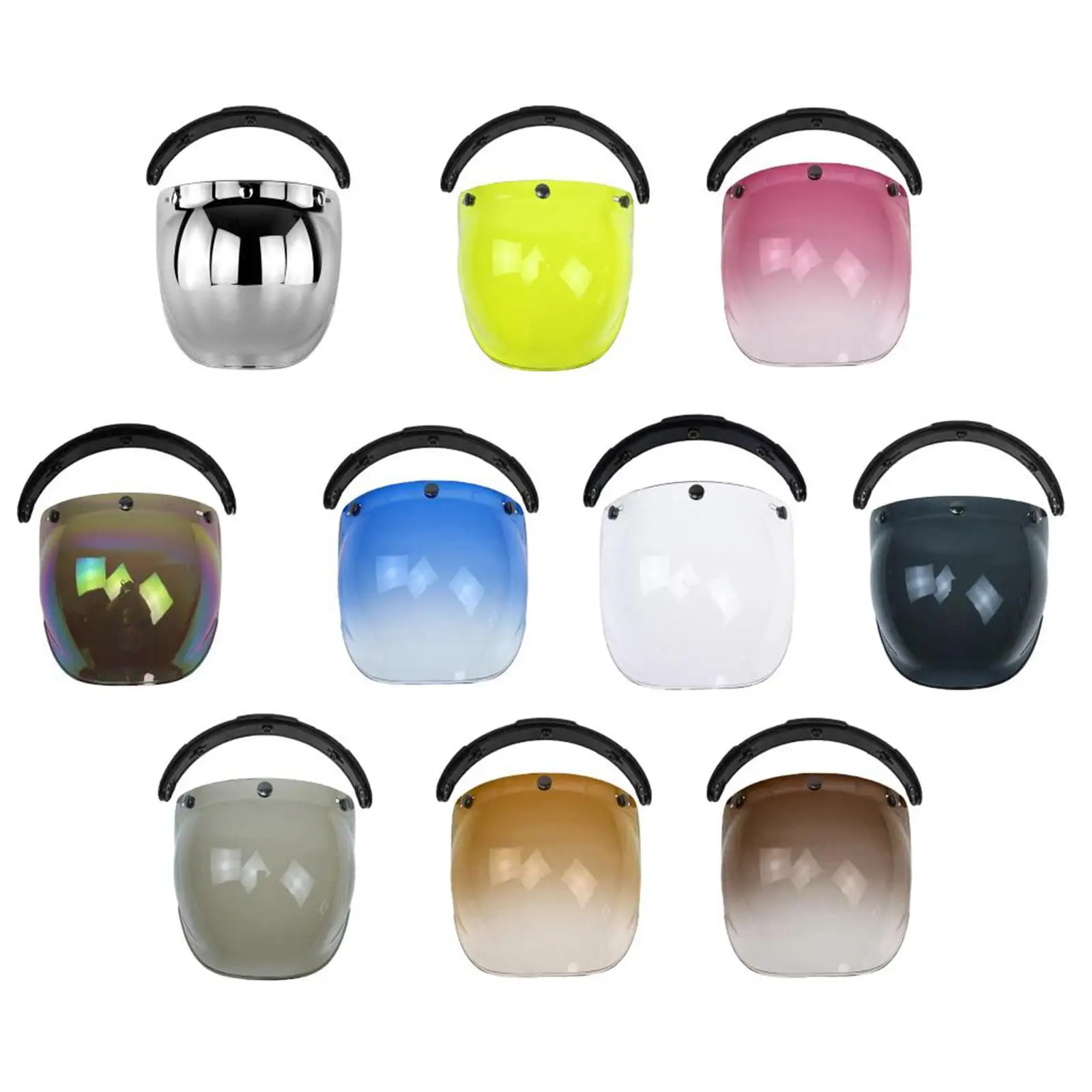

Classic Motorcycle Helmet Visors Bubble Shield Wind Shield 3-Snap Anti-Fog
