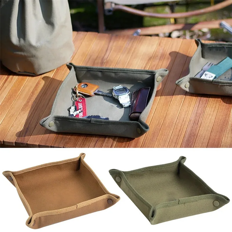 Portable Camping Gadgets Tray Foldable Oxford Storage Tray  Travel Desktop Sundries Organizer Home Jewelry key Organizer