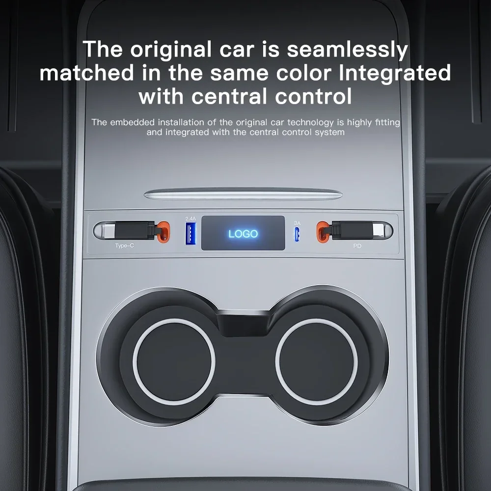 VASTZ USB شاحن شحن سريع قابل للسحب لطراز تسلا 3 Y شاحن سريع تحويلة محور ملحقات محطة الإرساء الذكية #4