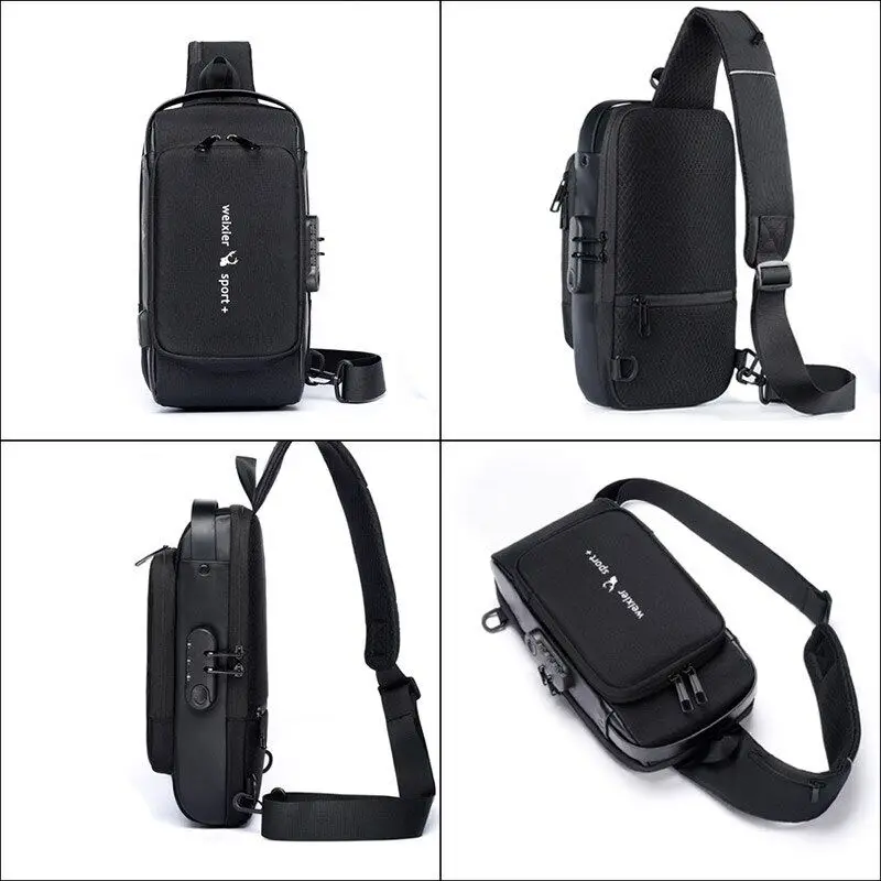 【USB Charging】WEIXIER Brand 2022 New Fashion Men's Chest Bag Crossbody Waterproof Shoulder Bags Short Trip For Male Travel Pack