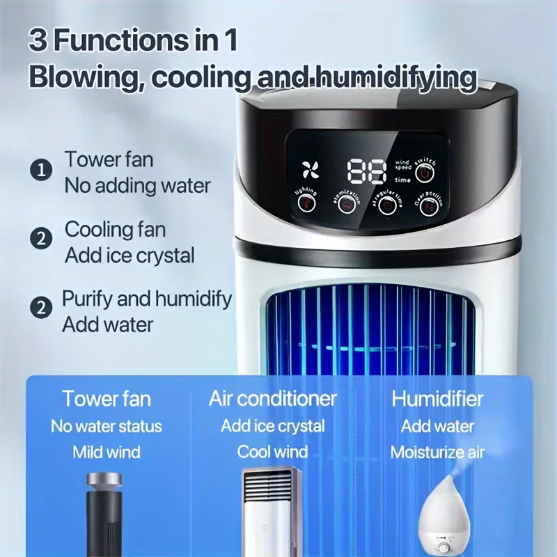 Xiaomi 1pc 3-in-1 Portable Cold Fan Humidifier Air Lamp Fan USB Fan Bench Chiller