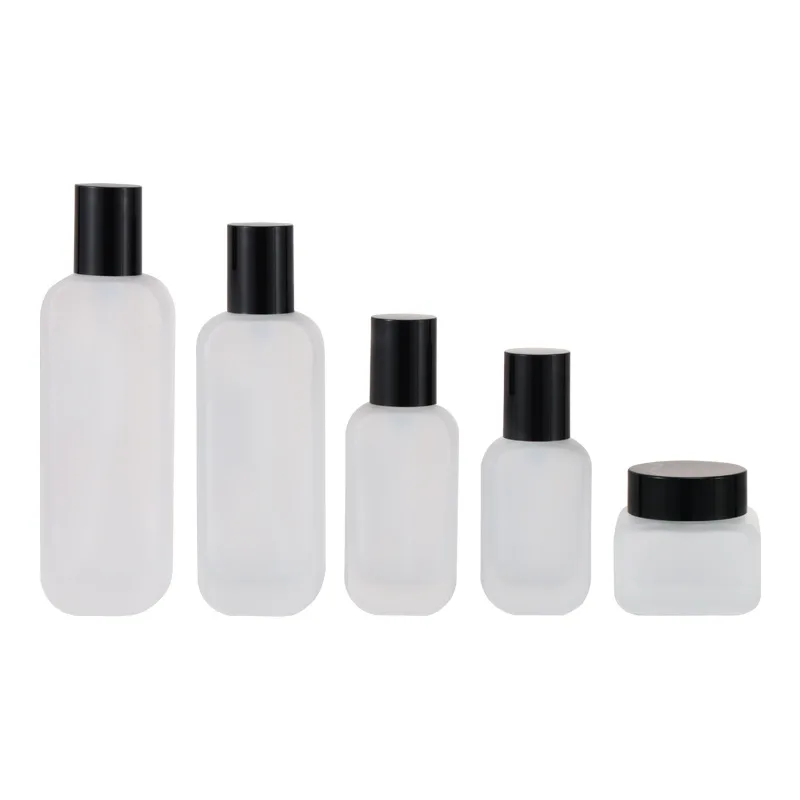 7Pcs Empty Refillable Bottles 20ml 50ml 100ml 120ml Glass Frosted Matte Jar Cosmetic Bottle 30g 50g Cream Jar Lotion Pump Bottle