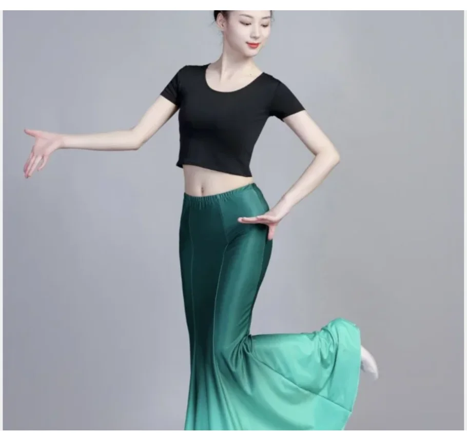1pcs/lot folk style woman mermaid dancing skirt lady gradient fishtail dancing skirt