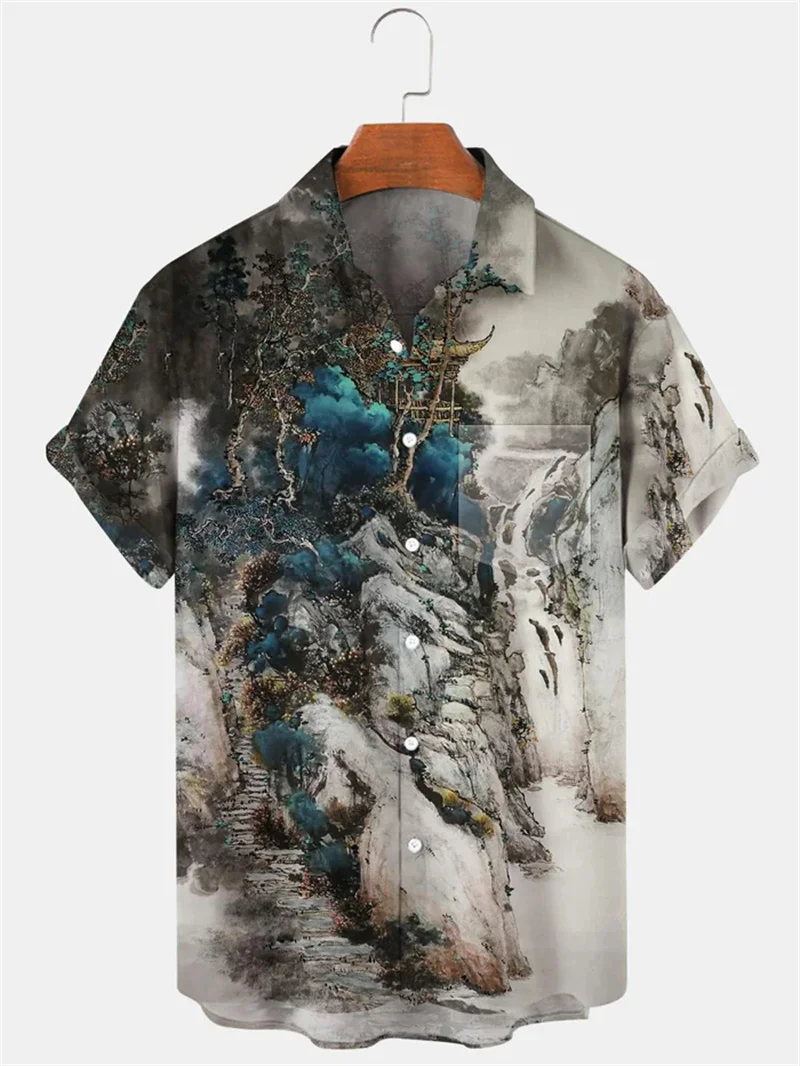 Hip hop cool men wearing fashionable street style 3D anime printed style shirt summer casual short sleeved 2025