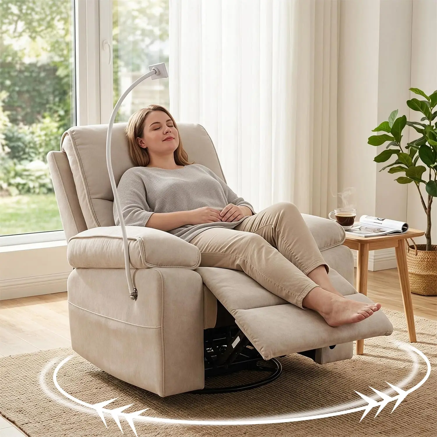 Swivel Rocker Recliner Chair, 360°Swivel Reclining Chair | Oversize, Cloud Comfort, Plush Upholstered Accent Chair, Customized