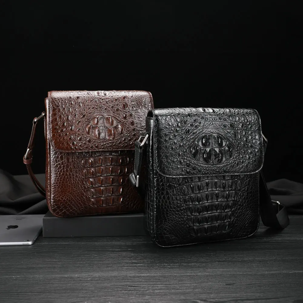 Bolsa de Ombro de Couro Crocodilo para Homens, Bolsa Mensageiro Empresarial, Alto Grau, Grande Capacidade, Novo Designer, 50, 50