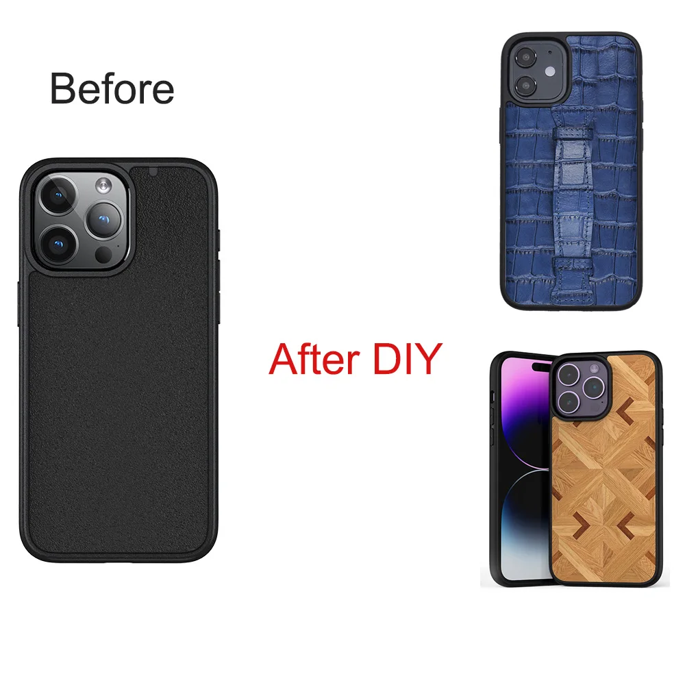 10pcs handcraft DIY wood skin leather carbon fiber glass etc phone case for iphone 15 14  Plus 13 pro 12 11 xs max xr 7 8 cover