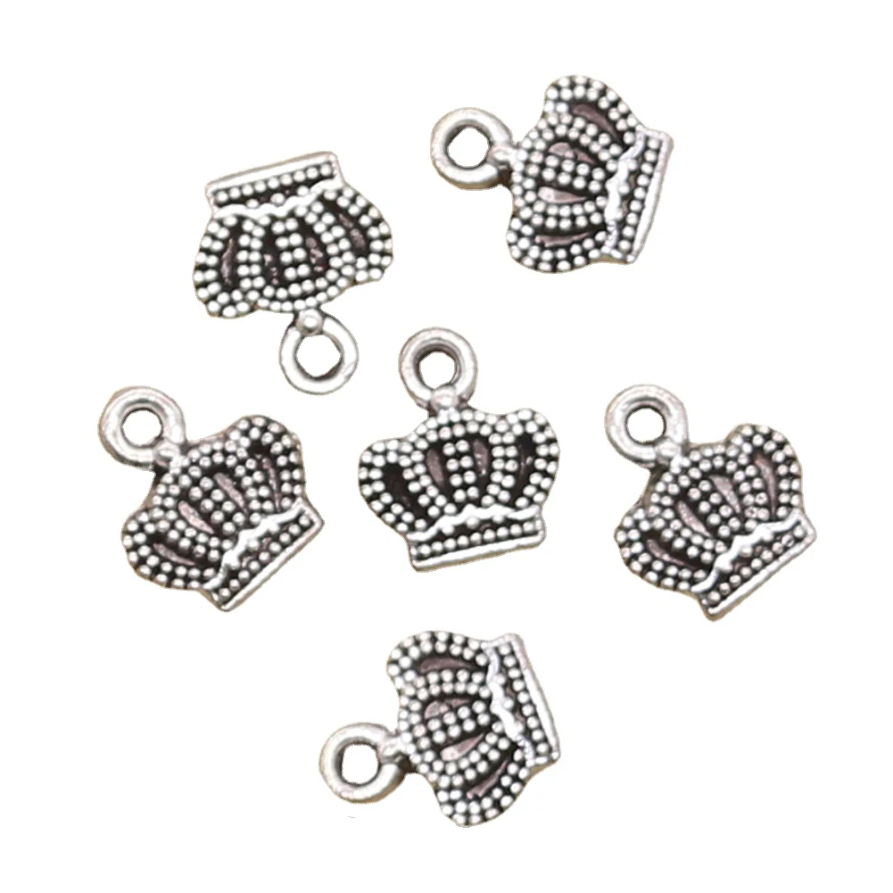 20pcs Charms Lovely Crown 11x8mm Antique Tibetan Silver Color Pendant Findings Accessories DIY Vintage Choker Handmade Jewelry