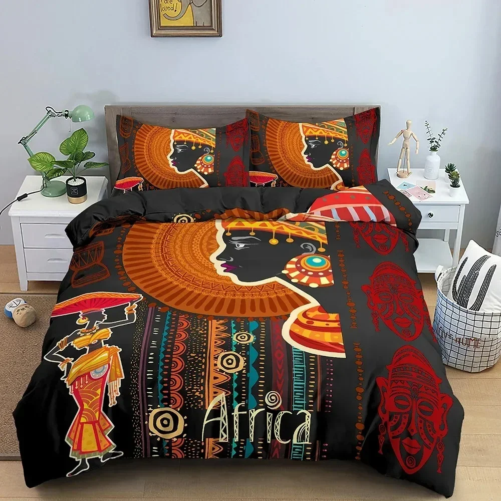 Ethnic Dancing Bedding Set Beautiful Woman Profile Duvet Cover Set Pillowcase King Queen Size Comforter Cover Bed Set
