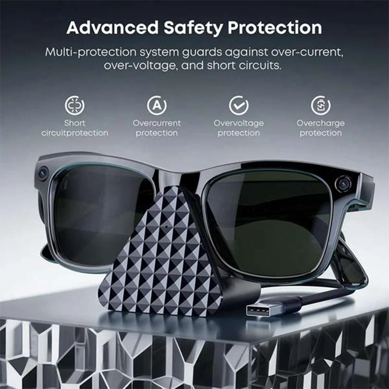 ABSQ-حوض شحن النظارات الذكية لـ META Ray Ban Wayfarer/Headliner/Skyler AI نظارات قاعدة شاحن شحن USB