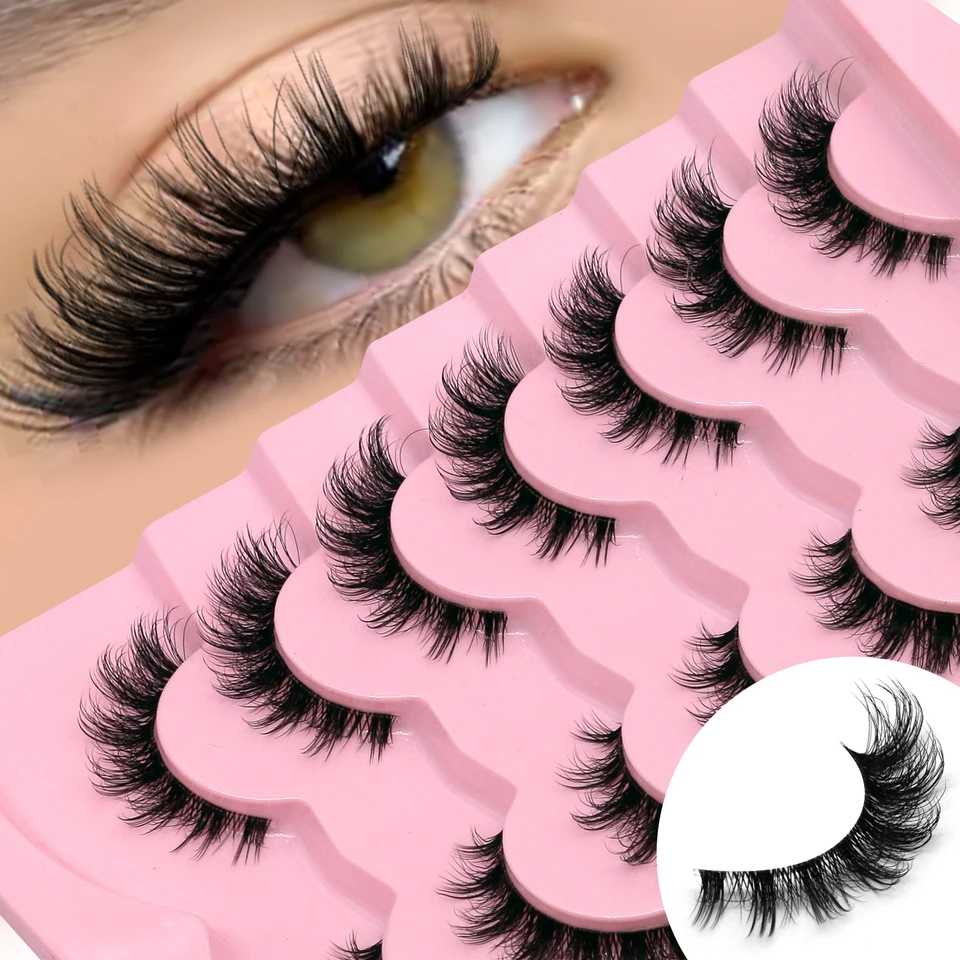Pestañas postizas GROINNEYA estilo gato, esponjosas, 3D, de pelo de visón, ligeras, invisibles, reutilizables
