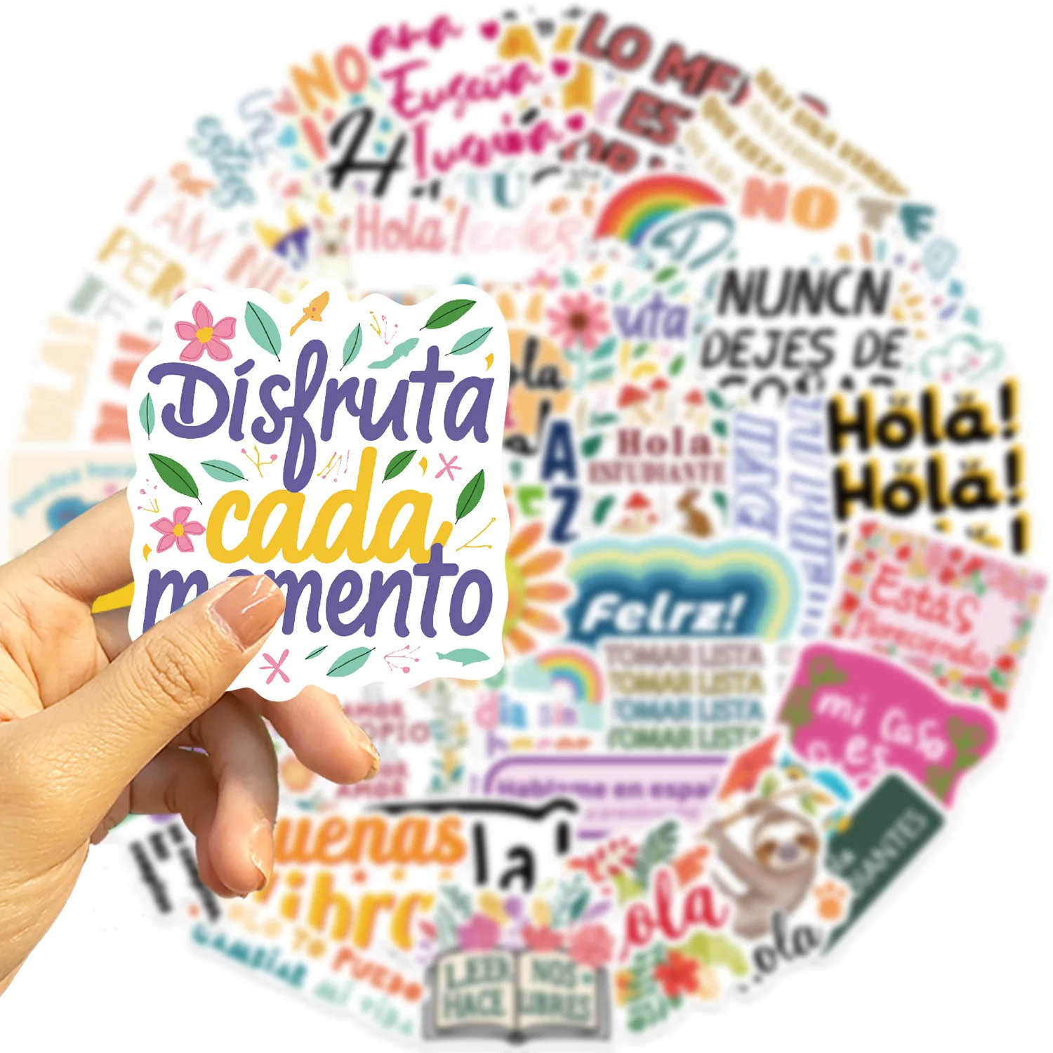 50PCS Spanish Motivational Stickers Cute and Exquisite Materials Decal Phone Cases Laptop Suitcases Water Cup Waterproof Sticker image 3