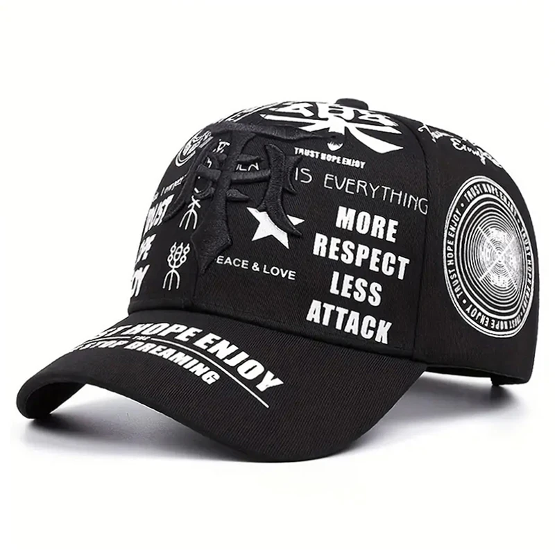 2026 Modische und Personalisierte Neue Baseball-Kappe T Graffiti-Stickerei Hip-Hop-Mütze Tägliche Freizeit-Sonnenschutzkappe Unisex Flachrand-Kappe – Detail 14