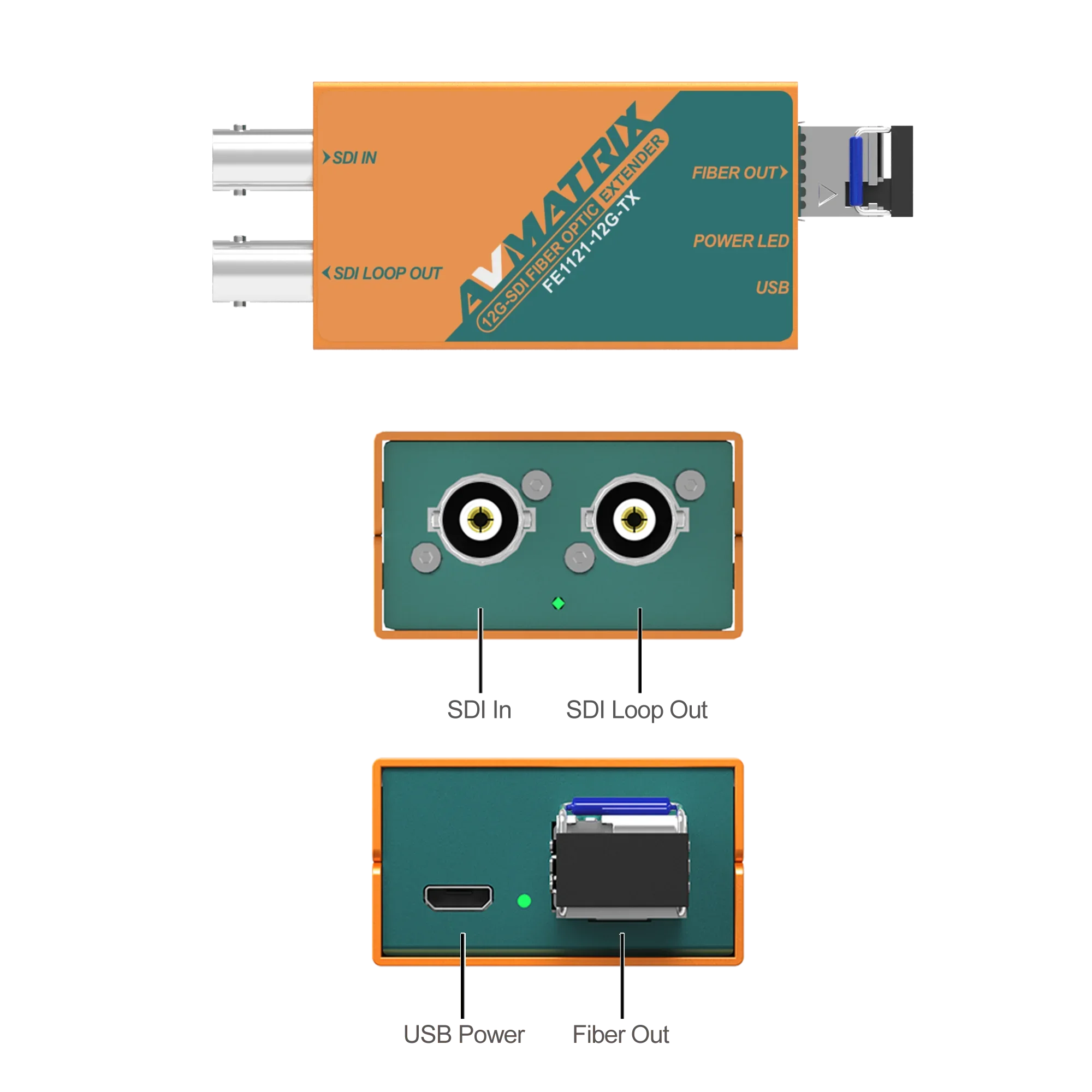 Trasmettitore e ricevitore SFP monomodale convertitore extender fibra ottica FE1121-12G 12G / 6G / 3G-SDI