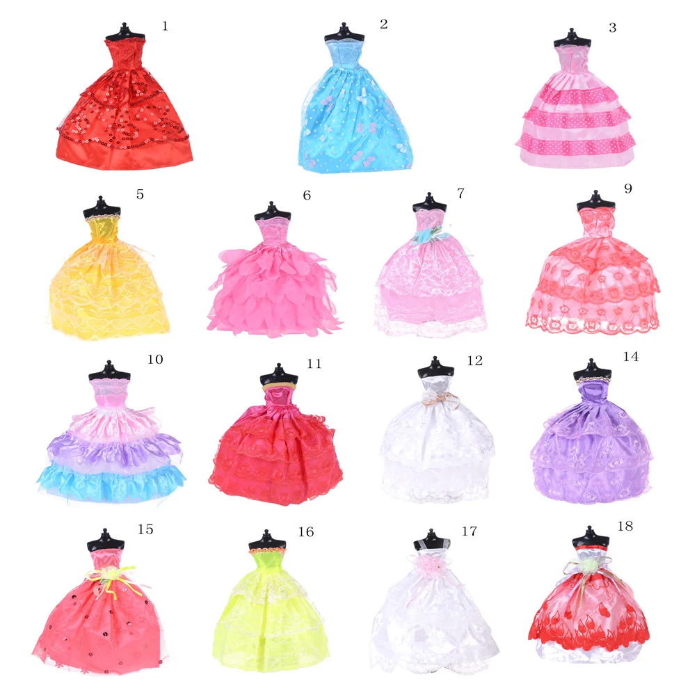 

3PCS Clothes For Doll Clothing Princess Dress Trailing Wedding Bride Marriage Dress For Barbie Accessories Toys House Ornaments