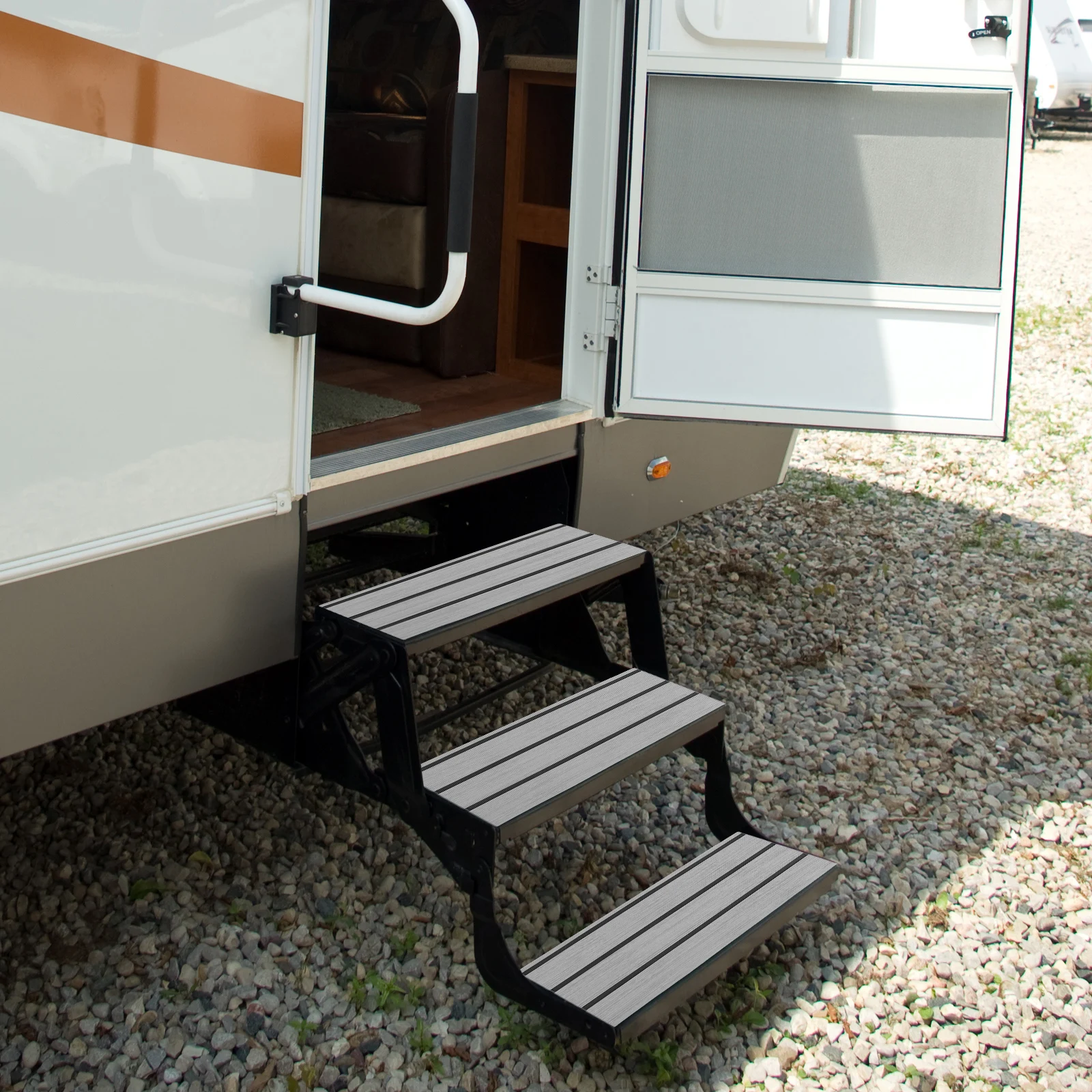 

RV Step Mat 48.3x17.8cm Non Slip Adhesive Backing Stair Treads Carpeted Covers Durable Wear Resistant Pad Trailer
