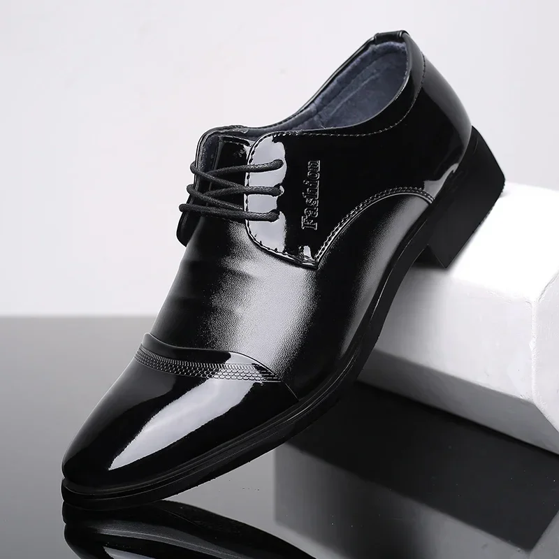 High Quality Formal Leather Men Dress Shoes Breathable Mens Casual Shoes Italian Luxury Brand Lace-Up Non-slip Men Driving Shoes