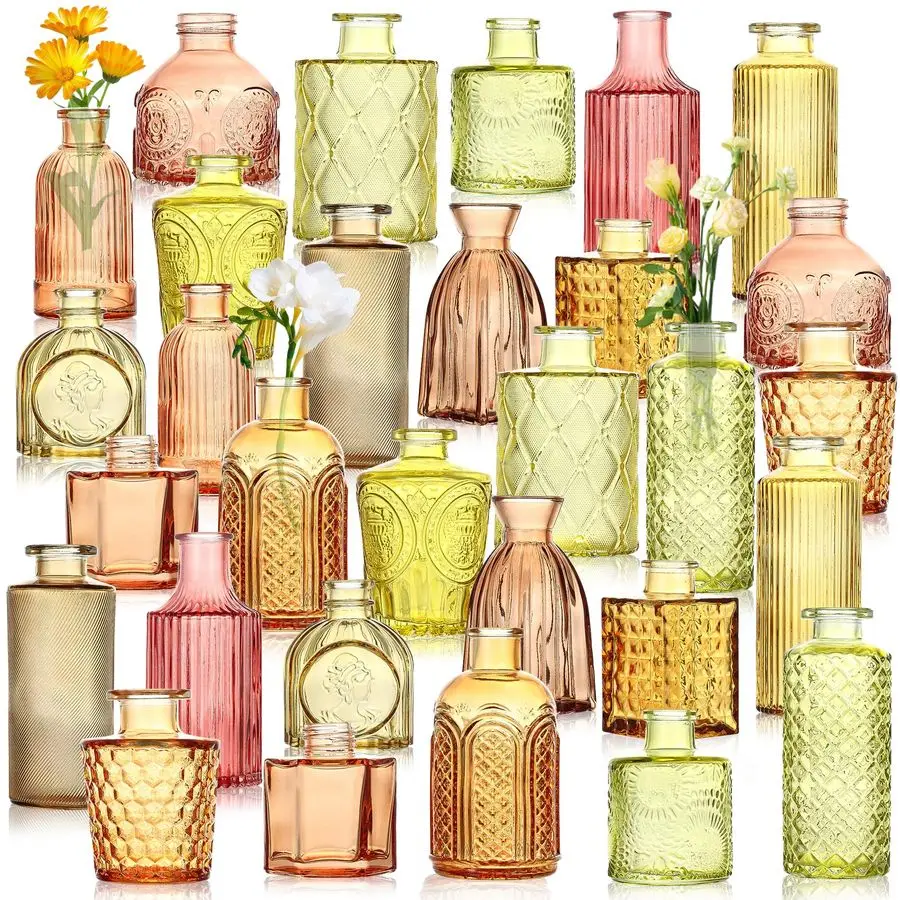 

Pcs Colored Bud Vase Set,Vintage Glass Vases for Flower Centerpieces Wedding amp Party Decor,Home Table Decorations Customizable