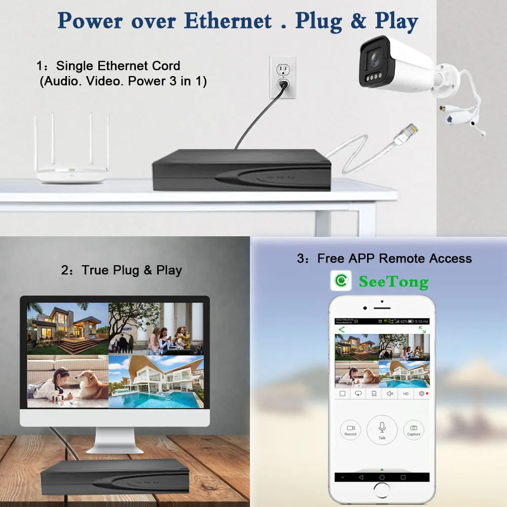 Seetong 4K 8MP So-ny415 Sicurezza Vedio POE 5X Zoom ottico 5MP Audio bidirezionale Doppia sorgente luminosa LED IR e visione notturna a colori