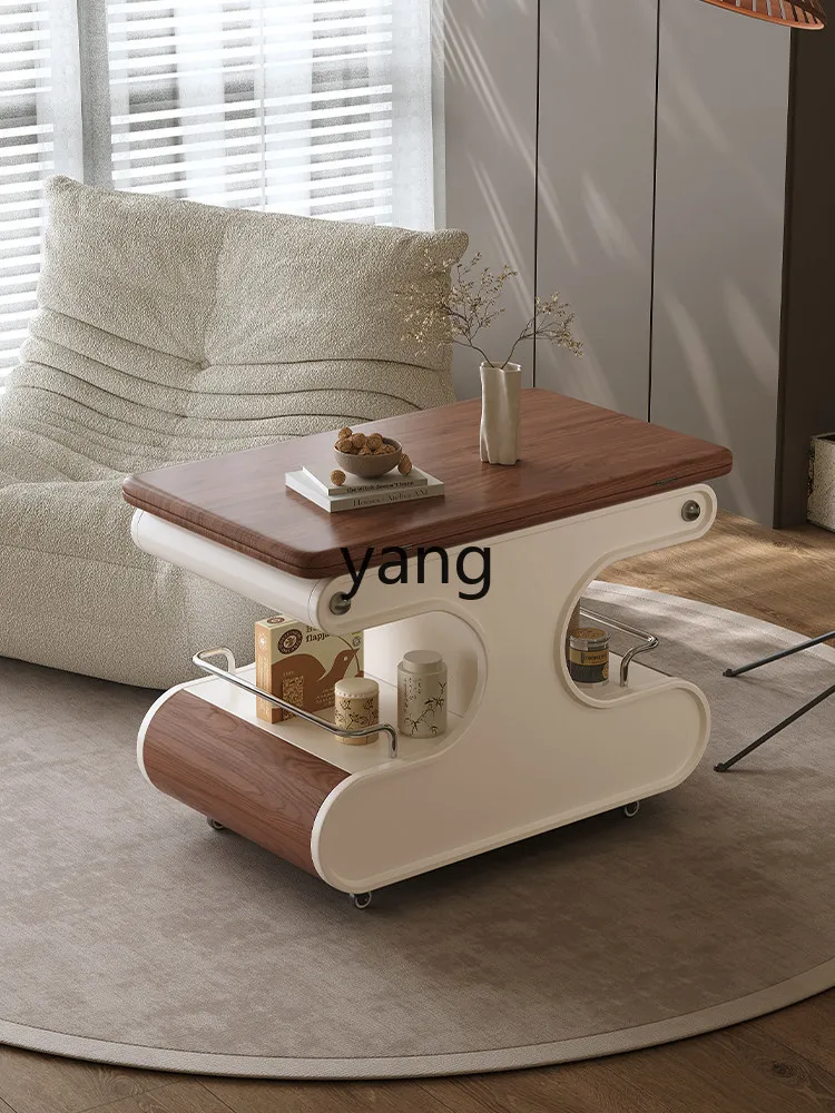 

LH medieval style movable coffee table cabinet living room household small apartment lifting folding trolley