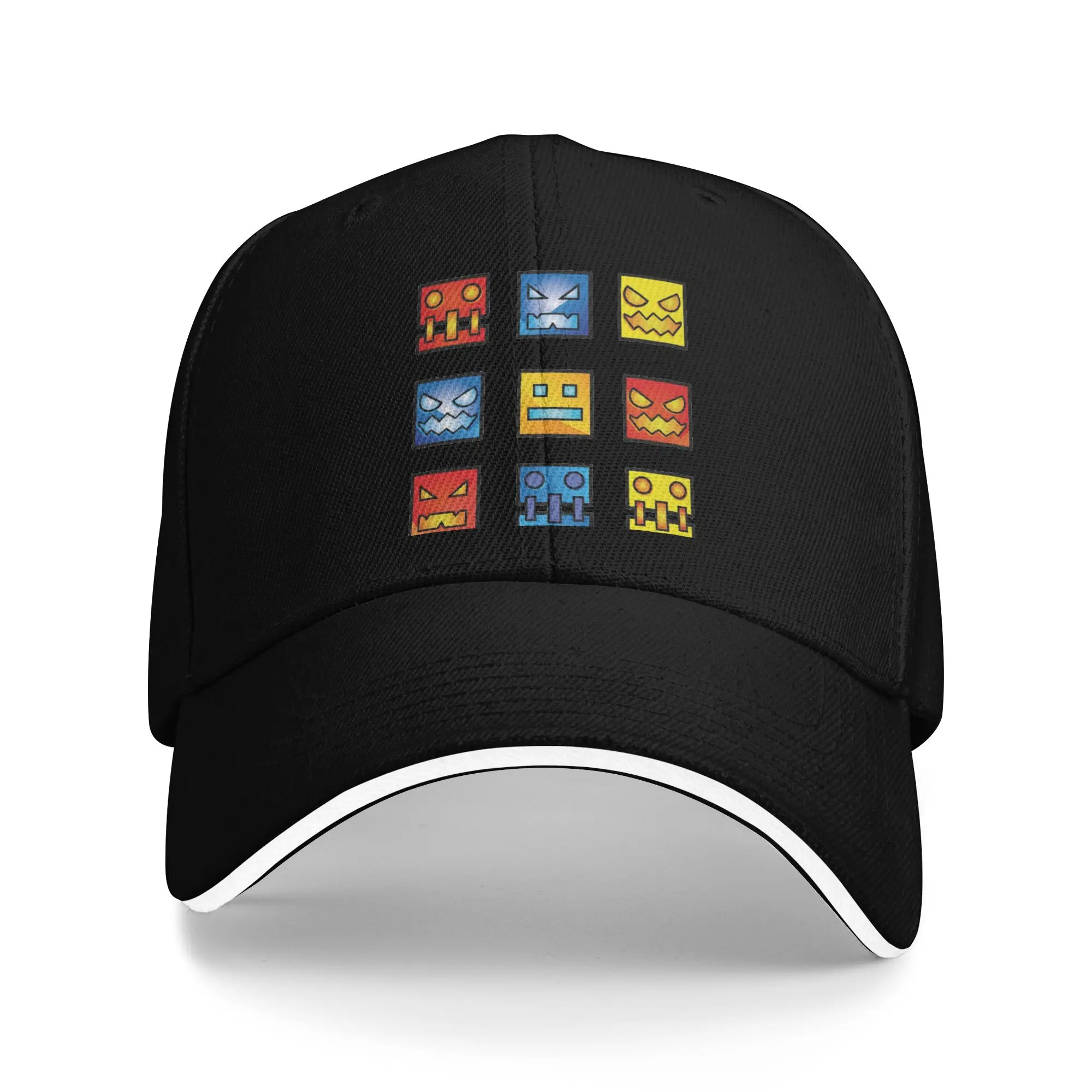 Icon Face Video Game App Fun Baseball Caps Fashion Geometry Dash Sandwich Caps Unisex Adjustable Hats Cap Outdoor