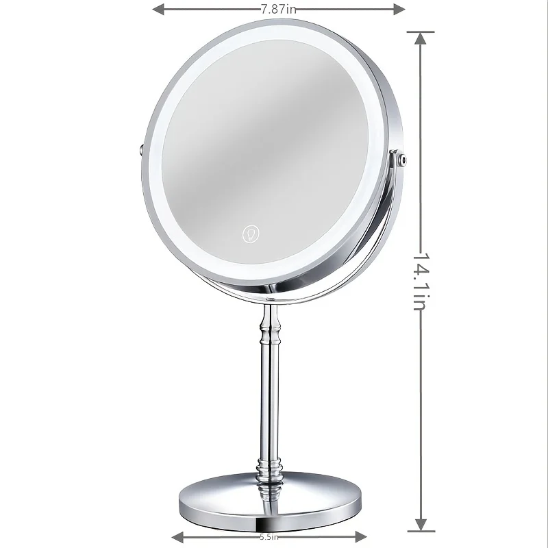 Magnifying Mirror With Light, Rechargeable 8" Lighted Makeup Mirror with 3 Color Lighting Modes - Portable HD Cosmetic Mirror fo