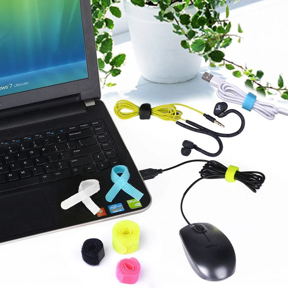 

20Pcs Multifunctional Nylon Cable Straps Reusable Strong Adhesive Fastening Ties for Tidy Computer Speaker Guitar Microphone